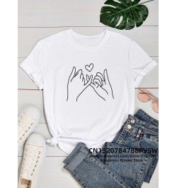 Pinky Swear Heart Best Friend Women Cotton T-Shirts Girl Cute Bestie Graphic Designed Tops Tees BFF Matching Sisters Clothes ...