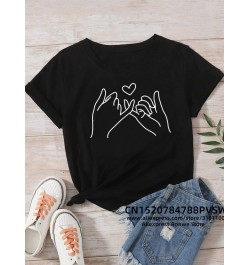 Pinky Swear Heart Best Friend Women Cotton T-Shirts Girl Cute Bestie Graphic Designed Tops Tees BFF Matching Sisters Clothes ...