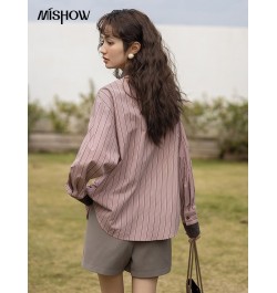 Shirts for Women 2023 Spring Vintage Double-layer Collar Striped Blouse Elegant Casual Long Sleeve Female Tops MXC11C0677 $69...