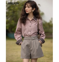 Shirts for Women 2023 Spring Vintage Double-layer Collar Striped Blouse Elegant Casual Long Sleeve Female Tops MXC11C0677 $69...