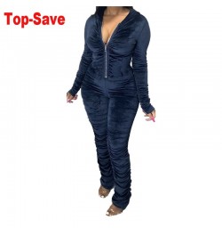 Casual Stacked Sweatpants Women Ribbed Jumpsuit Long Sleeve Zippers Bodysuit Raised Outdoor Wear 2023 Autumn Winter $57.76 - ...