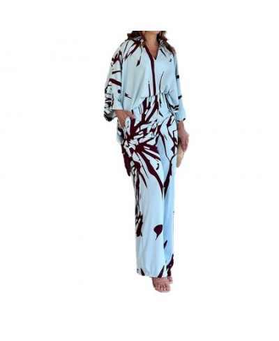 Oversize Women's Pajama Set Print Three Quarter Sleeve Ladies Sleepwear Summer Spring Loose 2 Pcs with Pant Home Cloth Female...