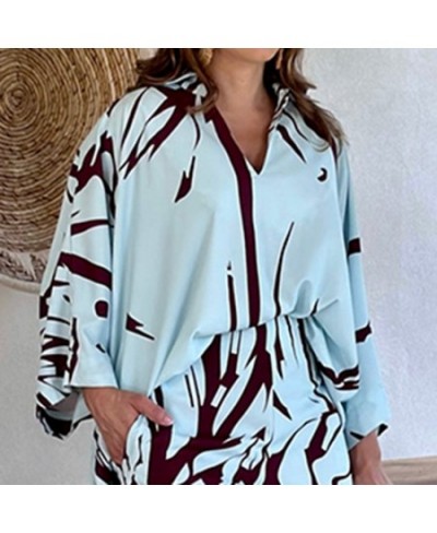 Oversize Women's Pajama Set Print Three Quarter Sleeve Ladies Sleepwear Summer Spring Loose 2 Pcs with Pant Home Cloth Female...