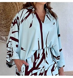 Oversize Women's Pajama Set Print Three Quarter Sleeve Ladies Sleepwear Summer Spring Loose 2 Pcs with Pant Home Cloth Female...