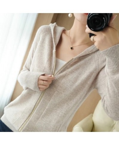 Spring Autumn Knitted Cardigan Hooded Jacket Women Zipper Sweater 2022 New Solid Color Slim Coat All-Match Short Female Top $...