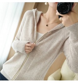 Spring Autumn Knitted Cardigan Hooded Jacket Women Zipper Sweater 2022 New Solid Color Slim Coat All-Match Short Female Top $...