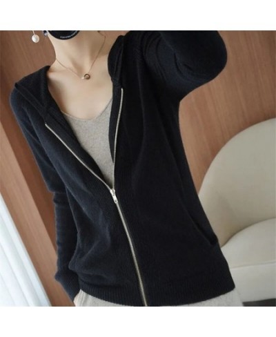 Spring Autumn Knitted Cardigan Hooded Jacket Women Zipper Sweater 2022 New Solid Color Slim Coat All-Match Short Female Top $...