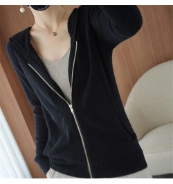 Spring Autumn Knitted Cardigan Hooded Jacket Women Zipper Sweater 2022 New Solid Color Slim Coat All-Match Short Female Top $...