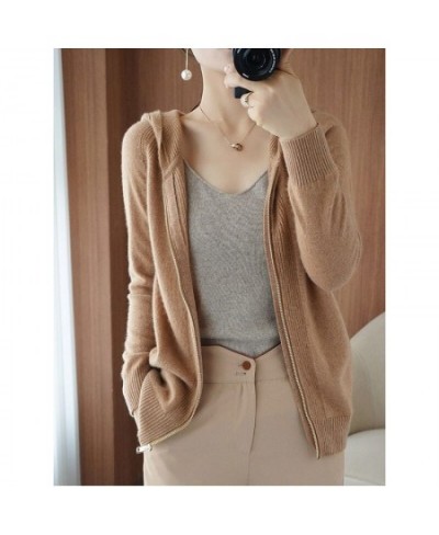 Spring Autumn Knitted Cardigan Hooded Jacket Women Zipper Sweater 2022 New Solid Color Slim Coat All-Match Short Female Top $...