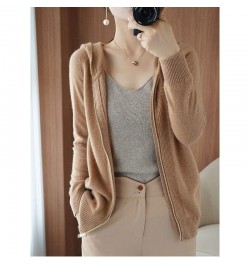 Spring Autumn Knitted Cardigan Hooded Jacket Women Zipper Sweater 2022 New Solid Color Slim Coat All-Match Short Female Top $...