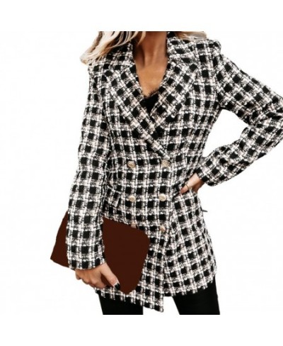 Coat Plaid Warm Mid-length Women Outer Garment For Winter Formal Jackets Checkered Outerwear Tops $41.98 - Jackets & Coats