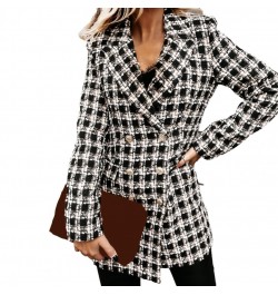 Coat Plaid Warm Mid-length Women Outer Garment For Winter Formal Jackets Checkered Outerwear Tops $41.98 - Jackets & Coats