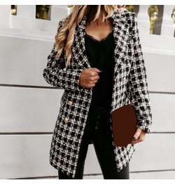 Coat Plaid Warm Mid-length Women Outer Garment For Winter Formal Jackets Checkered Outerwear Tops $41.98 - Jackets & Coats