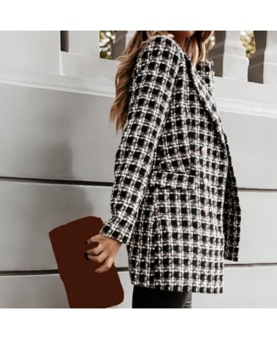 Coat Plaid Warm Mid-length Women Outer Garment For Winter Formal Jackets Checkered Outerwear Tops $41.98 - Jackets & Coats