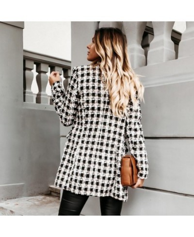 Coat Plaid Warm Mid-length Women Outer Garment For Winter Formal Jackets Checkered Outerwear Tops $41.98 - Jackets & Coats