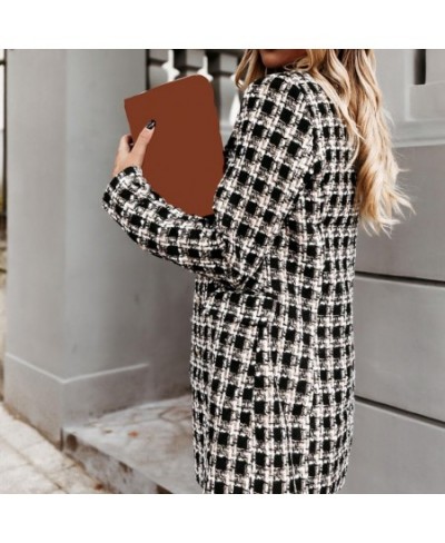 Coat Plaid Warm Mid-length Women Outer Garment For Winter Formal Jackets Checkered Outerwear Tops $41.98 - Jackets & Coats