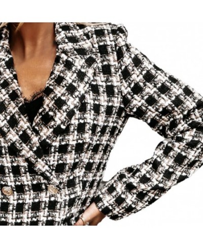 Coat Plaid Warm Mid-length Women Outer Garment For Winter Formal Jackets Checkered Outerwear Tops $41.98 - Jackets & Coats