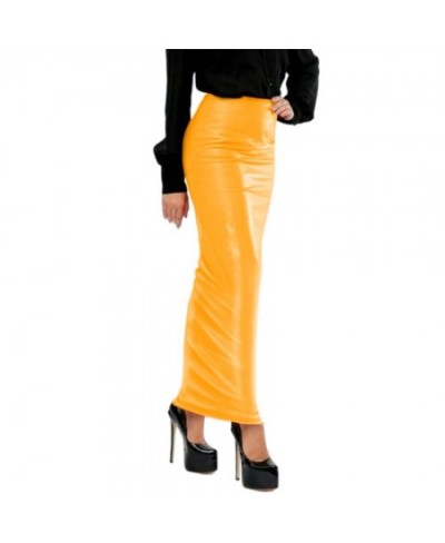 Hobble Skirt High Waist skinny long pencil Skirts Elegant Slim Hip PU leather Skirt Fashion Solid Color Bodycon Skirt Custom ...