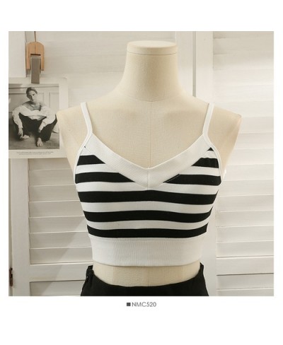 Spaghetti Strap Camis Bulit in Bras For Women Skinny Striped Crop Tops French Chic Almighty Woman Tanks Camisoles $23.09 - To...