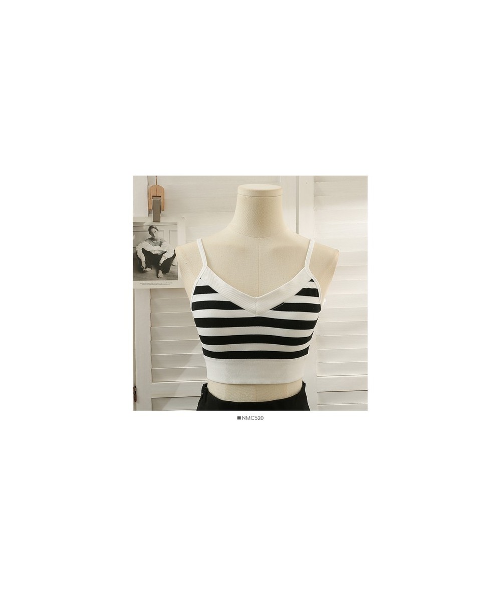 Spaghetti Strap Camis Bulit in Bras For Women Skinny Striped Crop Tops French Chic Almighty Woman Tanks Camisoles $23.09 - To...