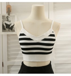 Spaghetti Strap Camis Bulit in Bras For Women Skinny Striped Crop Tops French Chic Almighty Woman Tanks Camisoles $23.09 - To...