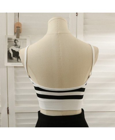 Spaghetti Strap Camis Bulit in Bras For Women Skinny Striped Crop Tops French Chic Almighty Woman Tanks Camisoles $23.09 - To...