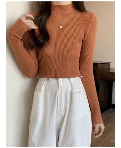 Women Autumn Winter Turtleneck Sweater Vintage Solid Basic Knitted Tops Casual Slim Pullover Korean Fashion Simple Chic Jumpe...