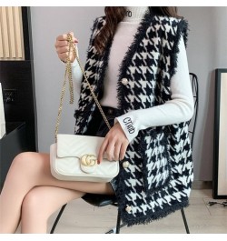 Spring Fall Women Gilets Sleeveless Jacket Korean Outwear Waistcoat Faux Imitation Mink Fleece Vintage Black White Plaid Vest...