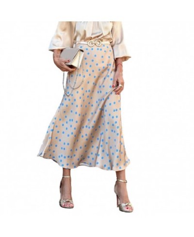Women Skirt Printed Big Hem High Waist A-line OL Style Dress Up Mid-calf Length Dot Print Autumn Skirt Women Clothes Faldas $...