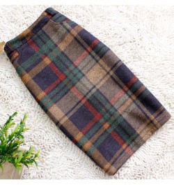 Vintage Plaid Skirt Women Elegant Package Hip Slim Winter knee-length Skirts Warm Woolen Skirt Office Lady $58.74 - Skirts