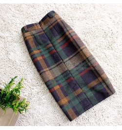 Vintage Plaid Skirt Women Elegant Package Hip Slim Winter knee-length Skirts Warm Woolen Skirt Office Lady $58.74 - Skirts