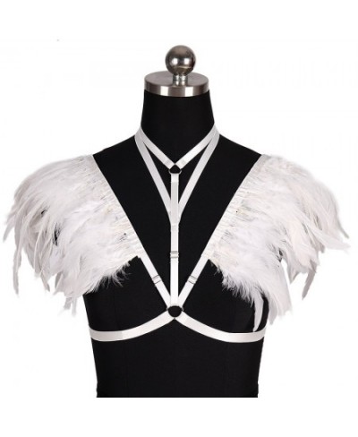 Feather Body Harness Epaulettes Bra Sexy Lingerie Goth Bondage Shoulder Wings Festival Cosplay Dance Rave Wear Hollow Out Col...