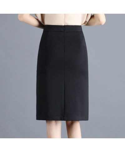 Women Soild Lace Split Pencil Skirt High Waist Fashion Knee Length Wrap Hip Skirt Pocket Zipper Office Lady Black Skirt $42.2...