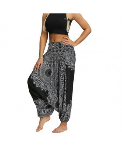 Yoga Casual Women Harem Pants Drop Crotch Baggy Wide Leg Hippy Boho Loose Lady Fashion Solid Plus Size Full Length Gym Trouse...