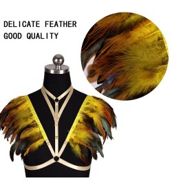 Feather Body Harness Epaulettes Bra Sexy Lingerie Goth Bondage Shoulder Wings Festival Cosplay Dance Rave Wear Hollow Out Col...