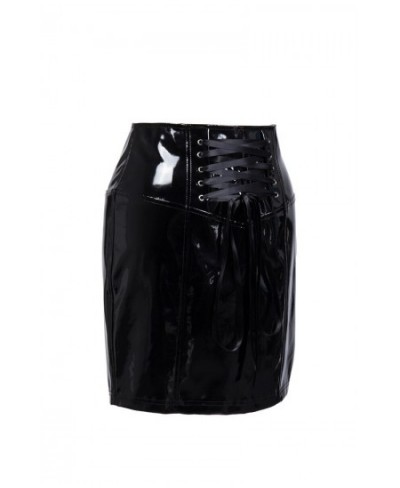 Women's Summer Fashion Zip PVC PU Leather Pencil Mini Skirt Lace Up $32.02 - Skirts