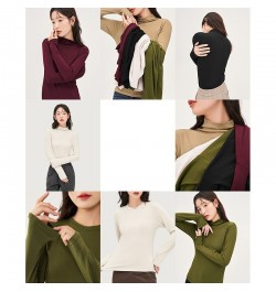 Women Bottoming T-shirt 2022 Winter Long Sleeve Half Turtleneck O Neck Slim Stretch Tees Multicolor Warm Basic Tops $30.59 - ...