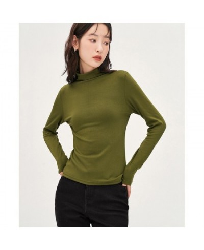 Women Bottoming T-shirt 2022 Winter Long Sleeve Half Turtleneck O Neck Slim Stretch Tees Multicolor Warm Basic Tops $30.59 - ...