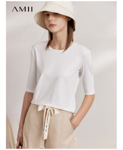 Minimalism T-shirt for Women 2023 Summer New Ice Porcelain Cotton Short Sleeve Summer Tees Casual Versatile Tops 12312009 $49...