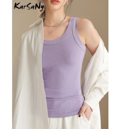 White Summer Tank Tops Women 2023 Basic Ribbed Knitted Vest Sleeveless Tops For Woman Purple Tank Top For Women Korean $28.94...