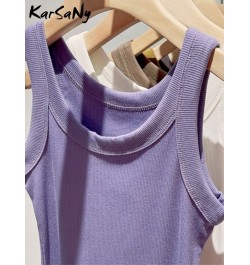 White Summer Tank Tops Women 2023 Basic Ribbed Knitted Vest Sleeveless Tops For Woman Purple Tank Top For Women Korean $28.94...