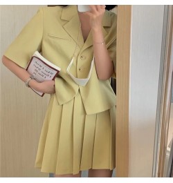 Summer New Korean Fashion Skirt Suit Women Set College Style Short-sleeved Suit Jacket Pleated Skirt 2-piece Set Matching Set...