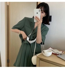 Summer New Korean Fashion Skirt Suit Women Set College Style Short-sleeved Suit Jacket Pleated Skirt 2-piece Set Matching Set...