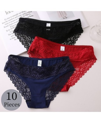 10PCS/Set Women's Panties Lace Female Underwear Soft Cozy Briefs Sweet Sexy Lingerie Satin Panty Breathable Underpants $28.28...