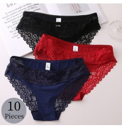 10PCS/Set Women's Panties Lace Female Underwear Soft Cozy Briefs Sweet Sexy Lingerie Satin Panty Breathable Underpants $28.28...