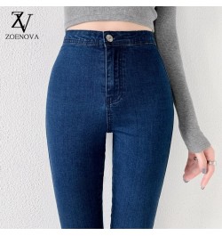 Classic Blue Jeans Women High Waisted Super Elastic Y2k Aesthetic Fashion Capris 2023 Urban Femme Denim Pants Streetwear Tren...