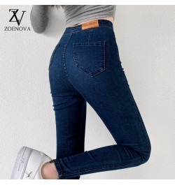 Classic Blue Jeans Women High Waisted Super Elastic Y2k Aesthetic Fashion Capris 2023 Urban Femme Denim Pants Streetwear Tren...