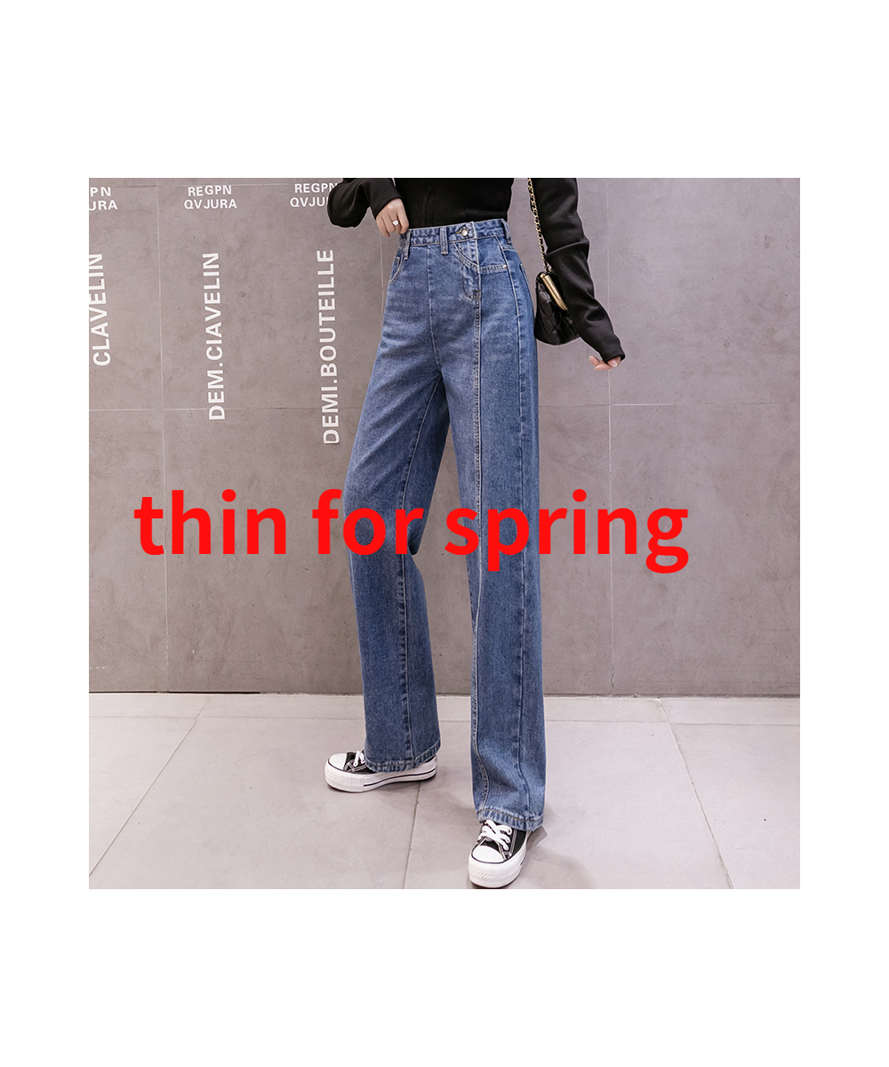 Vintage High Waist Women Jeans winter thick warm Streetwear Wide Leg Jeans Female Denim Pants Straight Baggy Mom Denim Pants ...