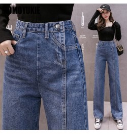 Vintage High Waist Women Jeans winter thick warm Streetwear Wide Leg Jeans Female Denim Pants Straight Baggy Mom Denim Pants ...