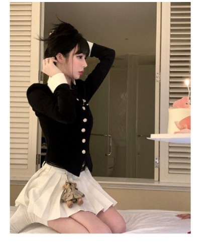 Two Piece Set Black Vintage Women Japanese Short Blazer Coat+mini Skirt Suit Female Casual Korean Fashion Sexy Kawaii Set 202...